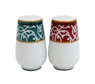 Pair Hermes Paris Porcelain Salt and Pepper Shakers in Attelage