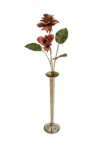 Cartier Gilt Sterling Silver and Enamel Study of a Rose