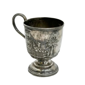 Bailey & Company American Repousse Coin Silver Cup Landscape Scene c 1860