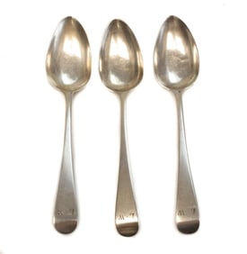 3 Thomas Streetin London Sterling Silver Teaspoons, 1809. Mono "LW"