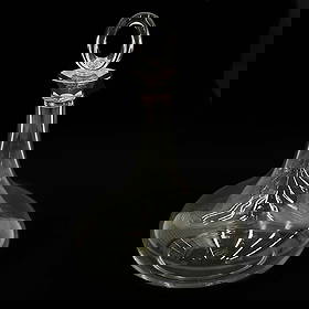 Cartier Sterling Silver Mounted Glass Decanter in Trinity with Box: Cartier Sterling Silver Mounted Glass Decanter in Trinity. Glass decanter and stopper, silver mounts to decanter with band of gilt silver decoration. Cartier sterling marks to mounts. With original fi