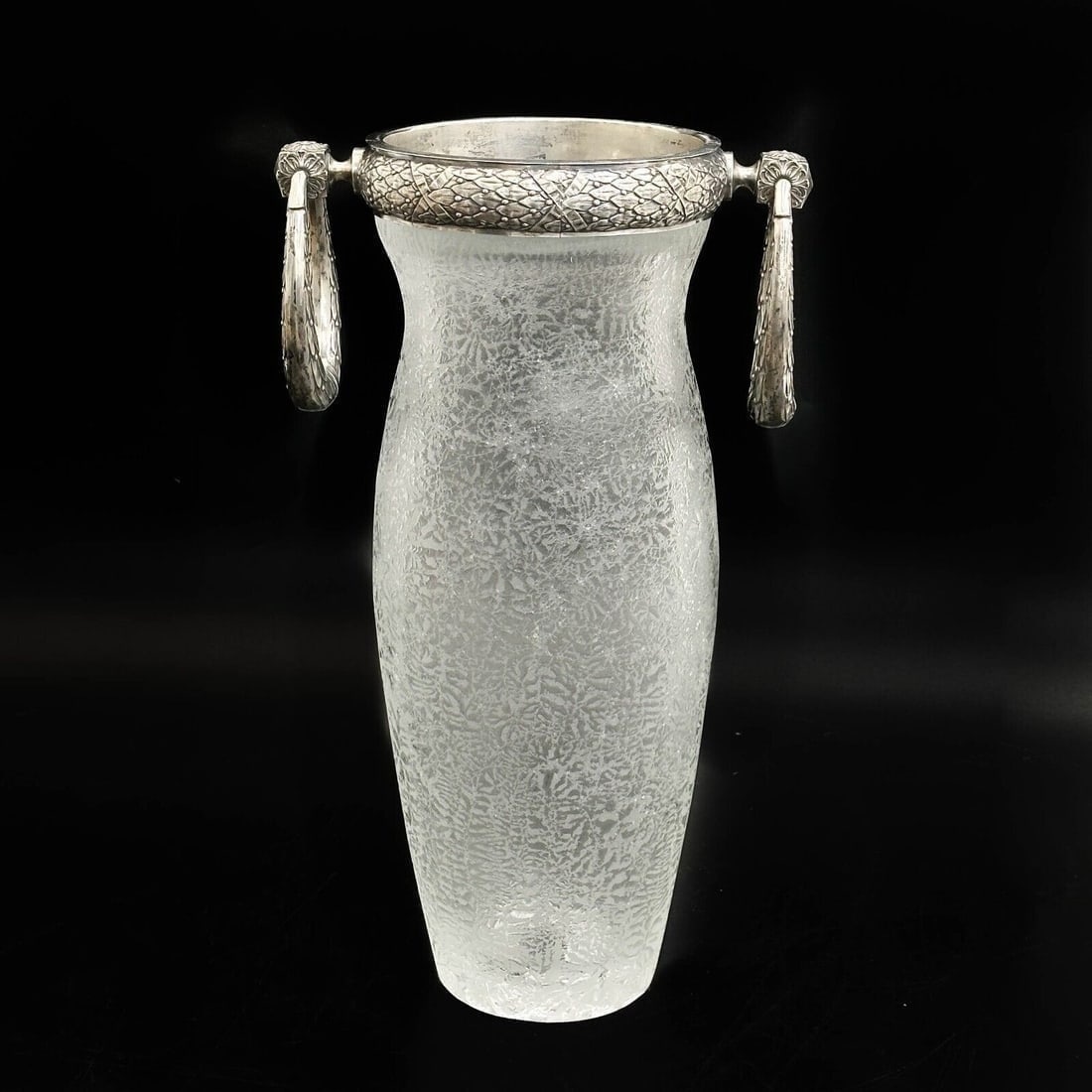 Russian Marked Faberge 84 Silver Mounted Acid Etched Glass 14.8 inch Vase c 1900 (1 of 6)