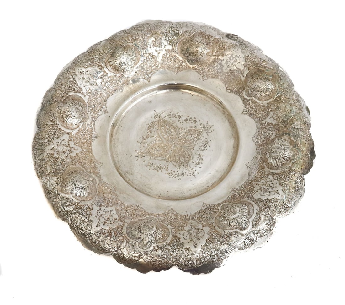 Persian Silver Etched Small Footed Dish (1 of 5)