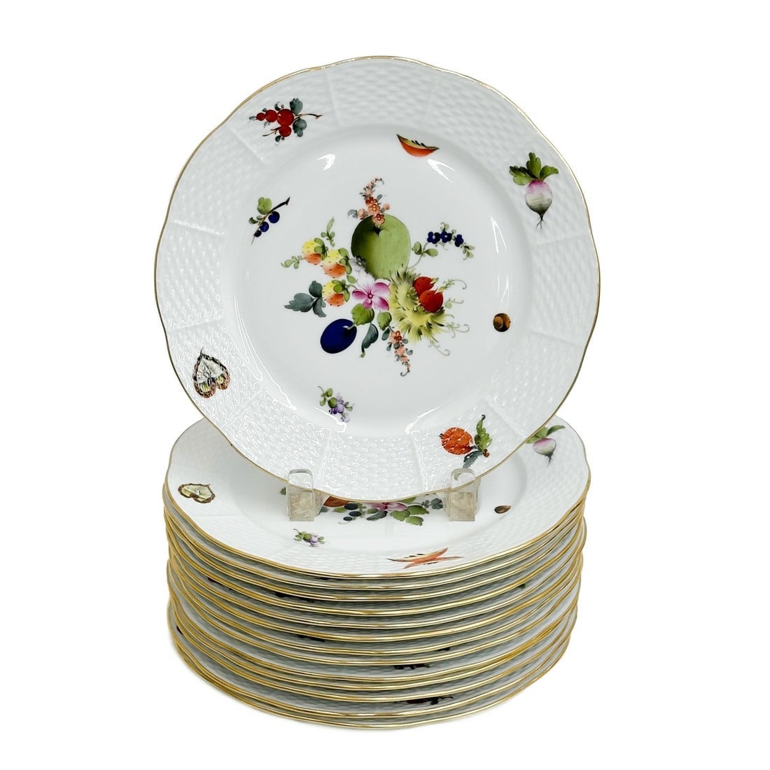 14 Herend Hungary Fruits & Flowers Hand Painted Porcelain Dessert Plates 521 BFR (1 of 4)