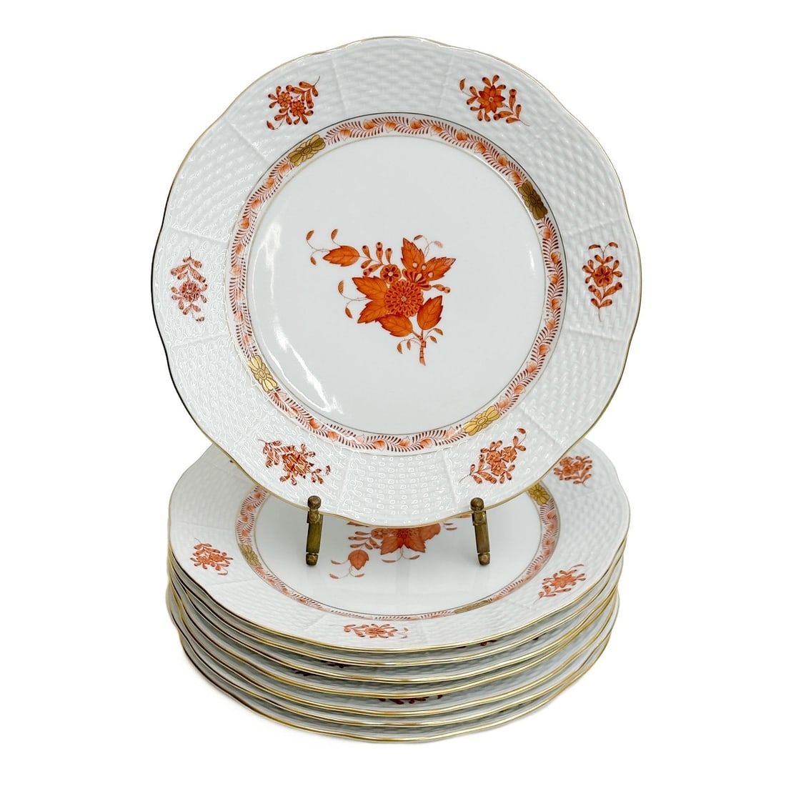 8 Herend Hungary Porcelain Chinese Bouquet Rust 9 in Dessert Plates 521 AOG (1 of 5)