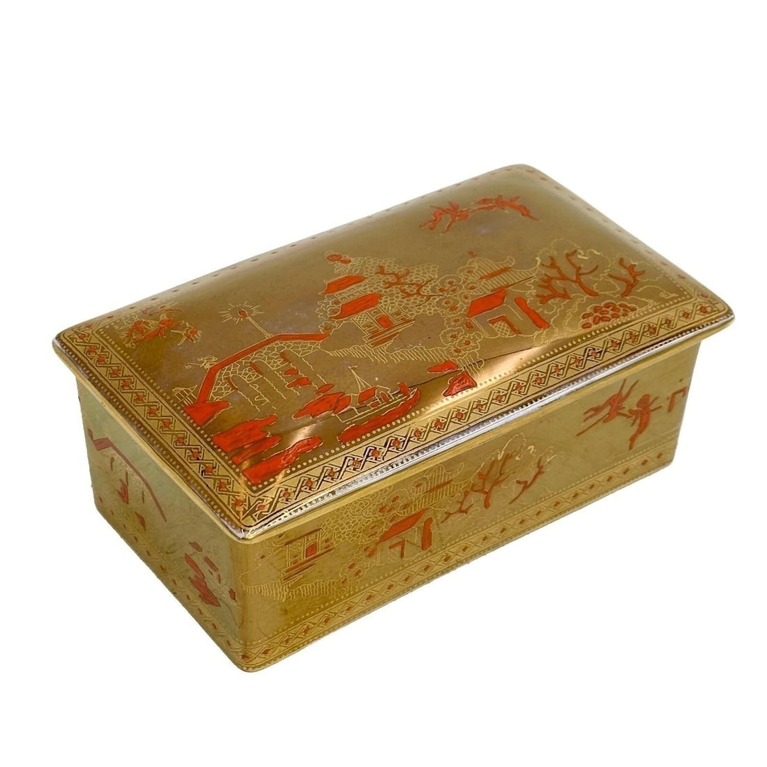 Wedgwood England Fairyland Lustre Rectangular Porcelain Box Willow c1920 (1 of 9)