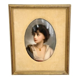 KPM Berlin Hand Painted Porcelain Plaque Fisher Boy after Richter c1900