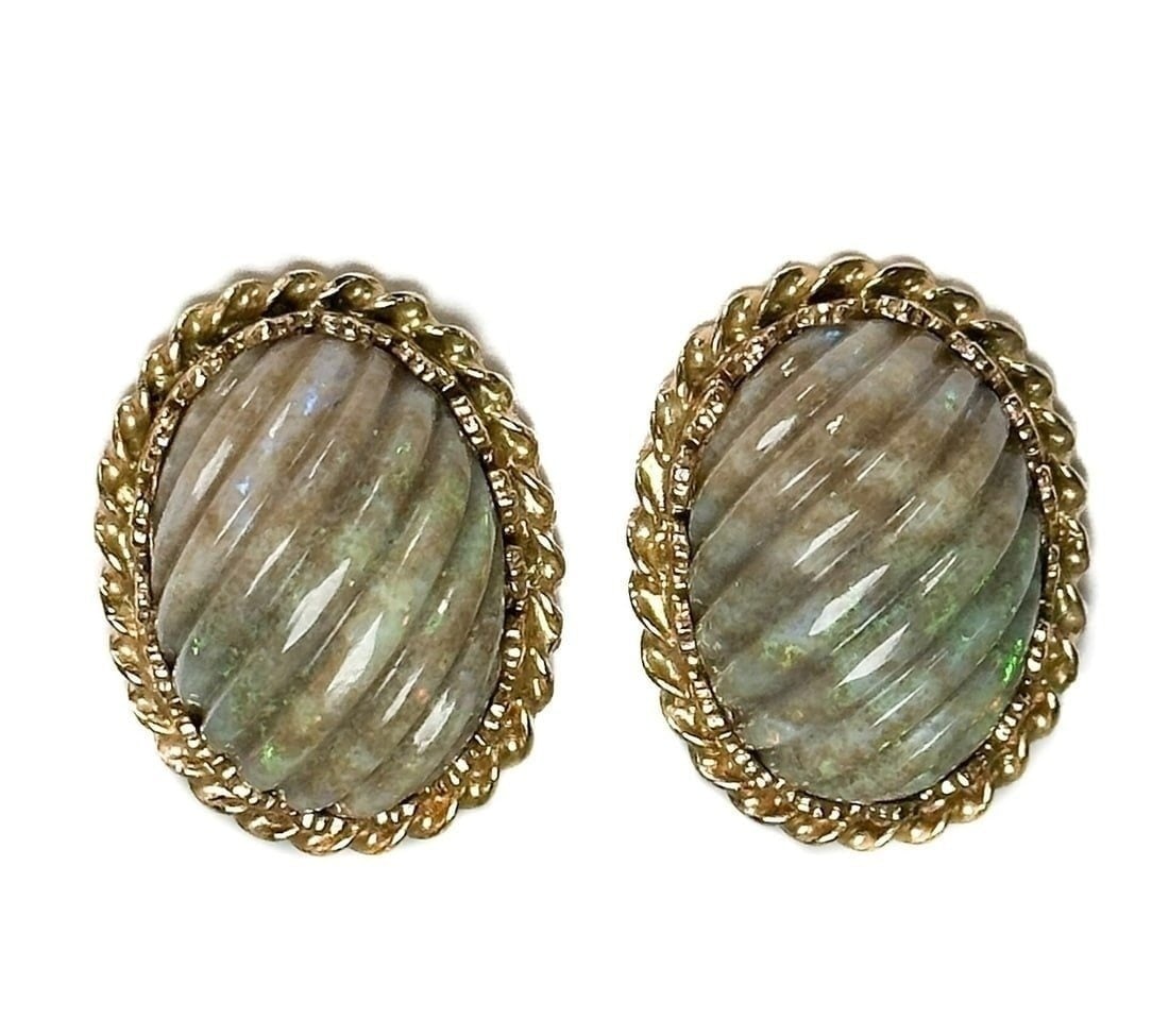 14k Yellow Gold Opal Shell Earrings (1 of 9)