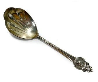 Gorham Sterling Silver Medallion Scalloped Bowl Serving Spoon, Late 19th Century
