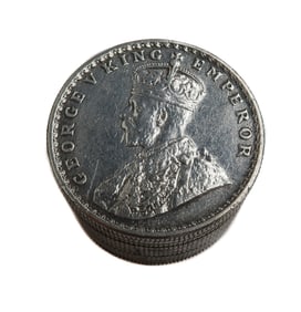 Indian Colonial 1919 Rupee Coin Pill Silver Box George V King Emperor
