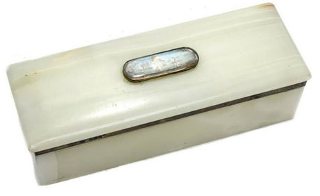George Betjemann & S for Kirby Beard & Co White Onyx Box Silver & 14k Gold