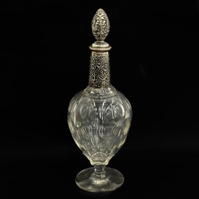 German Silver Mounted Cut Glass Decanter early 20th century