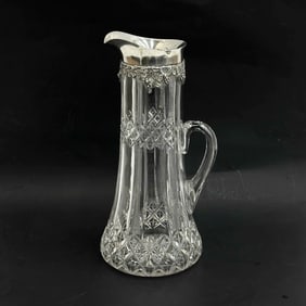 Gorham Sterling Silver Grapevine Cut Glass Jug Champagne Pitcher S2809 1897