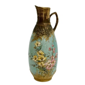 Amphora RSTK Turn Tepliz Porcelain Jug Ewer Gilt Blue with Enamel circa 1920