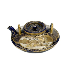 Kinkoku Japanese Satsuma Hand Painted Miniature Porcelain Teapot Meiji Period