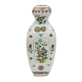 Chinese Enameled Porcelain Vase Florals Early 20th century