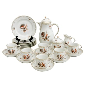 KPM Berlin Hand Painted Porcelain Coffee / Tea Dessert Service Set for 6 Vintage