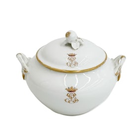 Boyer a Paris Hand Painted Porcelain Lidded Sauce Tureen Gilt Monogram
