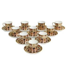 10 Royal Crown Derby Imari Porcelain Demitasse Cup & Saucers