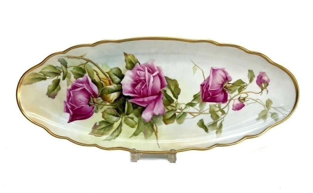 Hutschenreuther Germany Porcelain Oval Tray Hand Painted by Carole Scott (1 of 7)