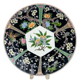 Japanese Enameled Porcelain Charger Plate Showa Period