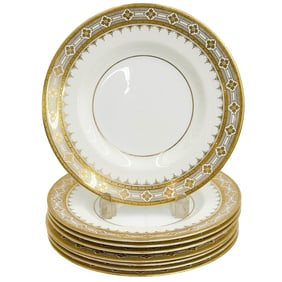 8 Minton England for Tiffany & Co Gilt Porcelain 9 inch Salad Plates H4134