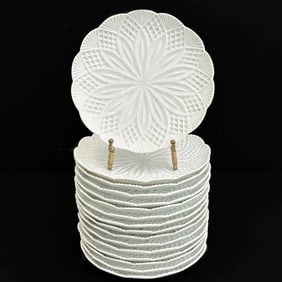 16 Meissen Germany Molded Floral Porcelain Dessert Plates c1900