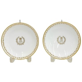 Pair Manufacture de Sevres Gilt Porcelain 7 inch Plates 1836 / 1840