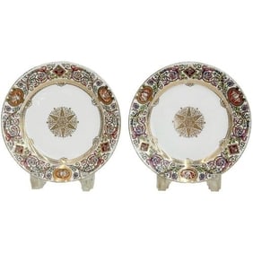 Pair Manufacture de Sevres Ch F Bleau Louis Philipe Hunting Scene Plates 1846/47