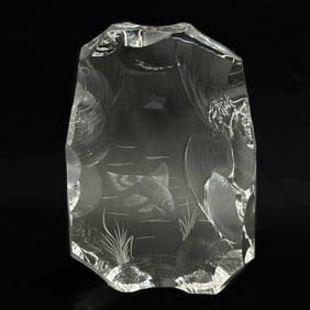 Baccarat France Engraved Art Glass Sculpture Fish Ltd Ed/50 1984