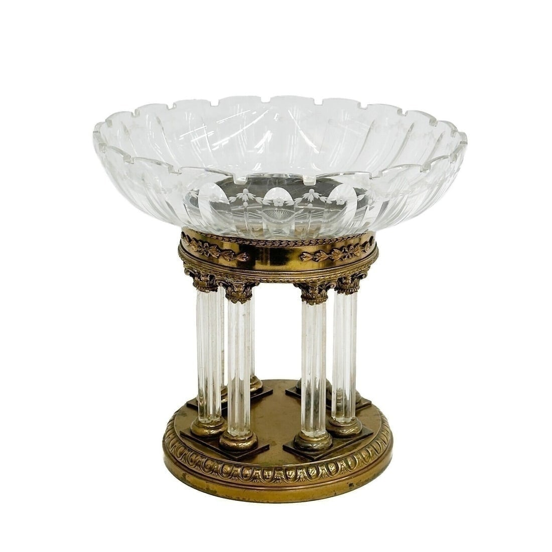 Continental Gilt Bronze and Cut Glass Centerpiece Bowl circa 1930 (1 of 9)