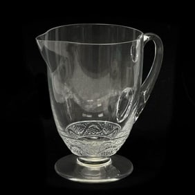 Lalique France 47 oz Glass Pitcher in Phalsbourg Signed