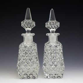 Pair of Czech Crystal Perfume Bottles, c1950 Deeply Hand Cut & Polished