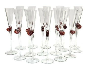 16 Continental Cut Glass Snail Escargot Caviar Wine Goblets