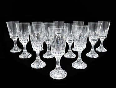 12 Baccarat France Crystal Glass 7 inch Wine Goblets in D'Assas Signed