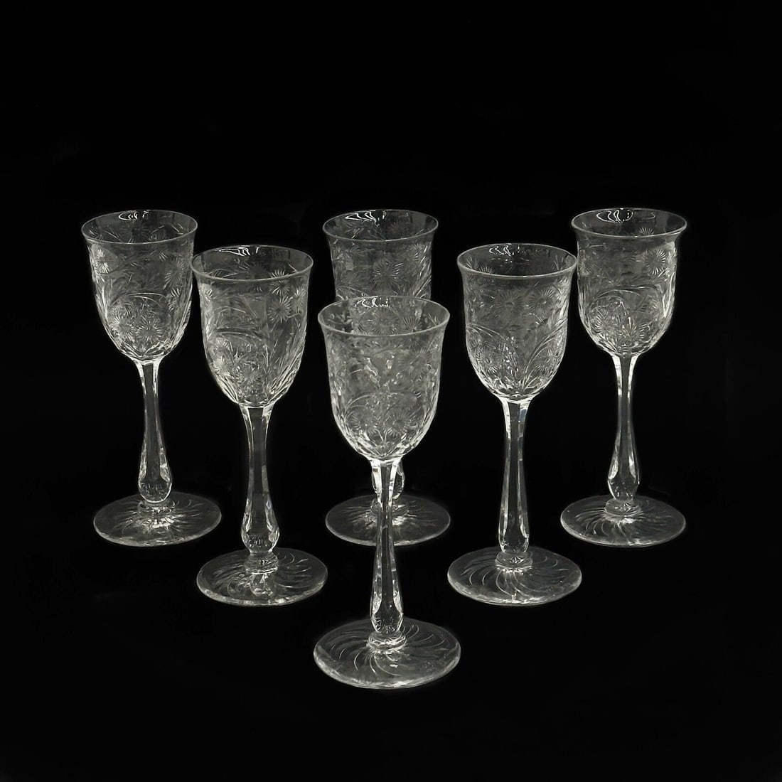 6 Seneca Engraved Sherry Glasses Cut 857 (1 of 3)