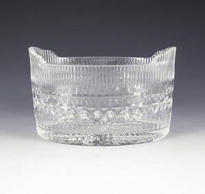 William Yeoward Crystal Bowl Hand Cut Polished & Ribbed with Raised Sides
