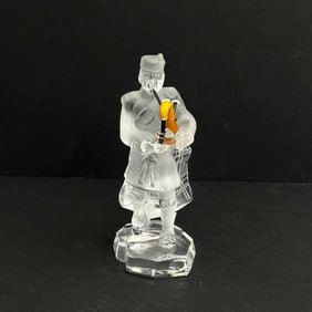 Saint St Louis France Crystal Art Glass Musician Figurine Bag Pipe Player