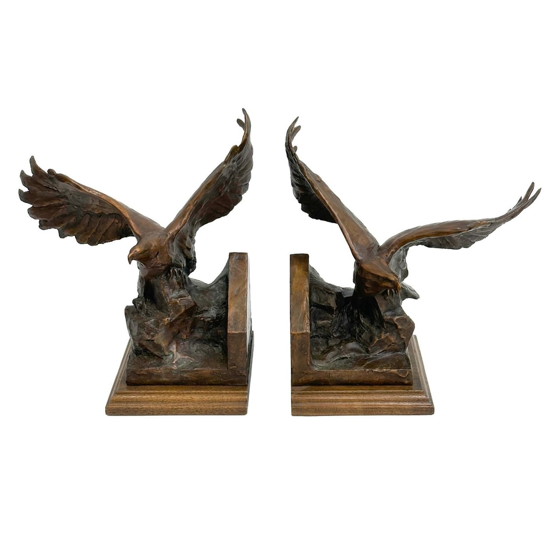 Pair Sandy Scott Bronze Sculpture Eagles in Flight Birds Bookends Ltd Ed/100 (1 of 10)