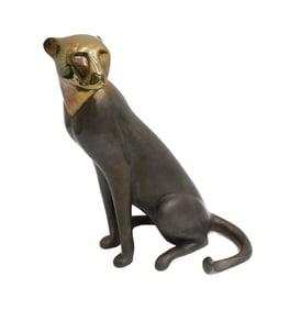 Loet Vanderveen (Dutch 20th C) Patinated Bronze Sculpture of a Panther Signed