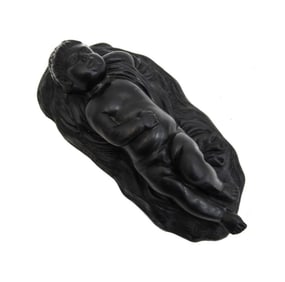 Wedgwood England Black Basalt Sleeping Cherub Figure 18th Century