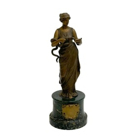 Franz Bergman Austrian Gilt Bronze Figure Sculpture on Marble Base Woman & Snake