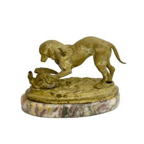 Gilt Bronze Hunting Dog Sculpture