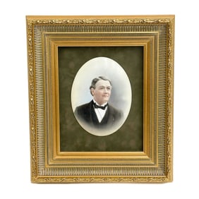 KPM Berlin Hand Painted Porcelain Portrait Plaque Framed c1900