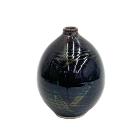 Otto Heino Art Pottery Blue Glazed Vase Signed 1999