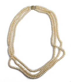 14k Yellow Gold Freshwater Pearl 3 Strand Necklace