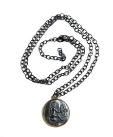 Syna 18k Yellow Gold and Hematite Sagittarius Pendant Necklace