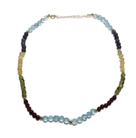 14k Yellow Gold Multi Gem Single Strand Necklace