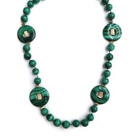 14k Yellow Gold Malachite Necklace