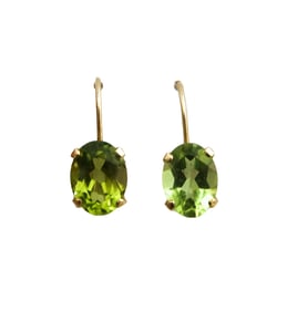 14k Yellow Gold and Peridot Leverback Earrings